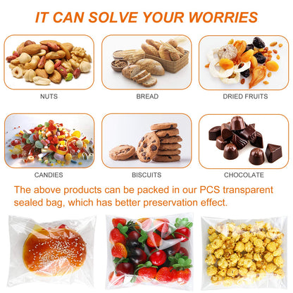 800 PCS Clear Re-sealable Cello/Cellophane Bags 3 Sizes with 4×6, 5×7, 6×9 Inch Good for Bakery, Snacks, Candle, Soap, Cookie, Jewelry, Cards