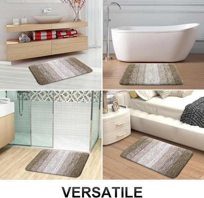 OLANLY Bathroom Runner Rugs Mat 47x17, Extra Soft Absorbent Microfiber Bath Rugs, Rubber Backing, Quick Dry, Washable Long Bath Mats for Bathroom Floor, Tub and Shower, Home Decor Accessories, Coffee