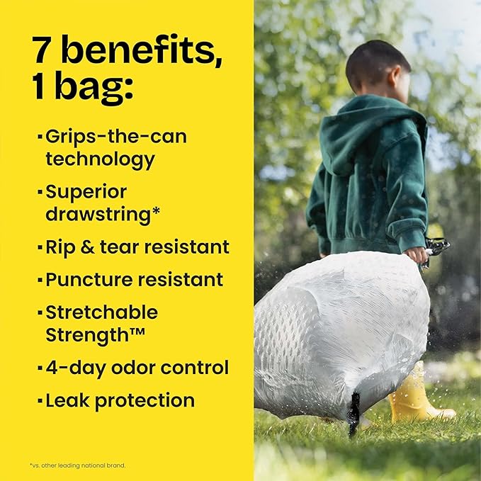 Glad ForceFlex Tall Kitchen Drawstring Trash Bags, 13 Gal, Gain Original