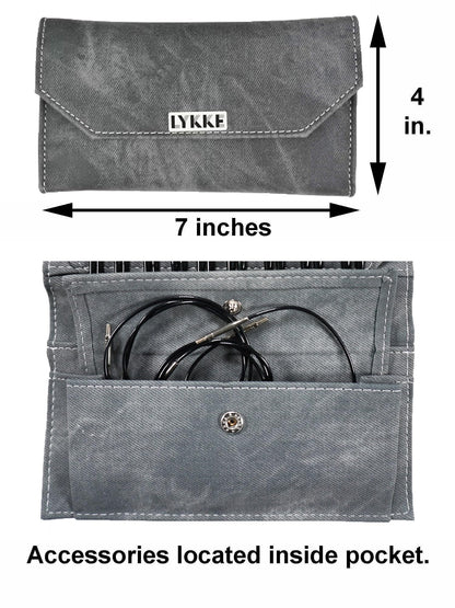Lykke Driftwood 3.5 in. Standard Set US 3, 4, 5, 6, 7, 8, 9, 10, 10.5 Interchangeable Circular Knitting Needles for Baby, DK, Worsted, Chunky Yarn, Birchwood, 4 Swivel Cords, Grey DM Case, Project Bag