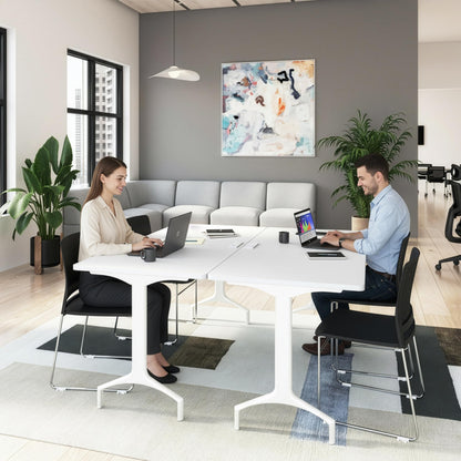 Bush Business Furniture 60-inch Rolling Rectangle Conference Room Table, Modular Training Table with Wheels for Meetings and Classrooms, Commercial Office Furniture, Synergy Collection, White