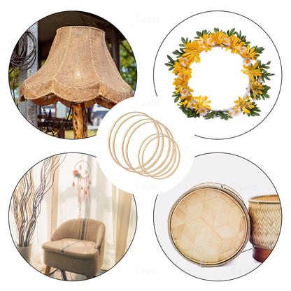 AUEAR, 12 Pack Wooden Bamboo Floral Hoop 3 Sizes Macrame Rings Dream Catcher Craft Hoops Ring for DIY Wedding Wreath Wall Hanging Catchers Crafts (8 Inch/10 Inch/12 Inch)
