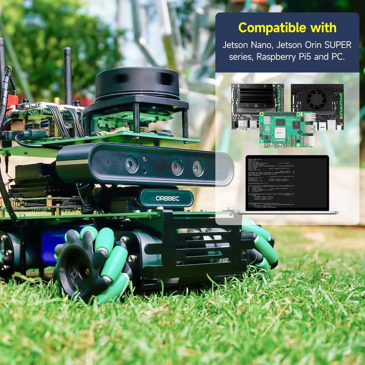 Yahboom Jetson Orin Nano Super 4GB RAM ROS2 Powered Educational Robot AI Voice Module, Ubuntu AI Vision Mapping Navigation 360°Movement (ULT Ver-with Orin Nano Super 4GB)