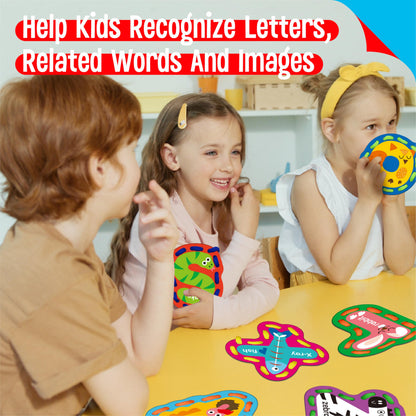 SpriteGru 26PCS Alphabet Lacing Cards, Lowercase Letters Sewing Kit with 26 Double-Sided Cards and 26 Colorful Laces Alphabet Learning Toy Motor Skills Art Crafts for Toddlers, Kids, Students