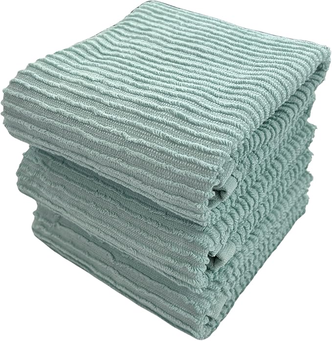 Seafoam Light Sage Aqua Mineral Green Kitchen Hand Dish Towels: Oversized 28" x