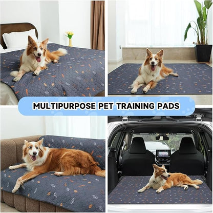 Sunheir Washable Pee Pads for Dogs Large 24" x 72" 2-Pack Reusable Puppy Pads Pet Training Pads, Absorb Dog Mats, Whelping Pad, Non-Slip Protects Against Urine Leakage, Runner Rug (Leaves - Green)
