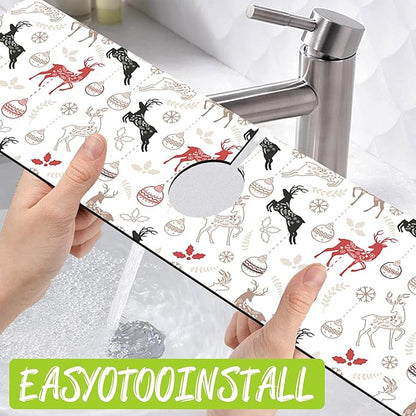 Chrismas Sink Faucet Absorbing Mat Christmas Sink Splash Guard Drying Mat