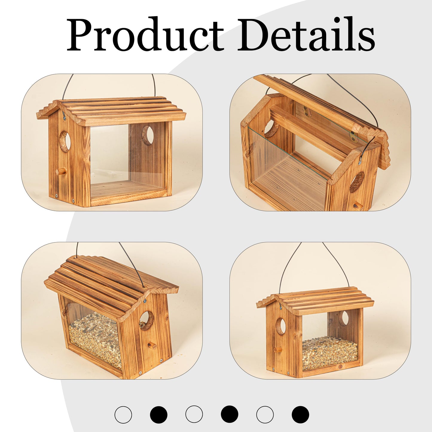 BalterFF Bird Feeders for Outdoors,Wooden Unique Seed Sunflower Food Feeder Blue Cardinal Finch Backyard Platform Balcony Gazebo Tree Fence Wall Mount Effortless Holder Automatic Buddy 6