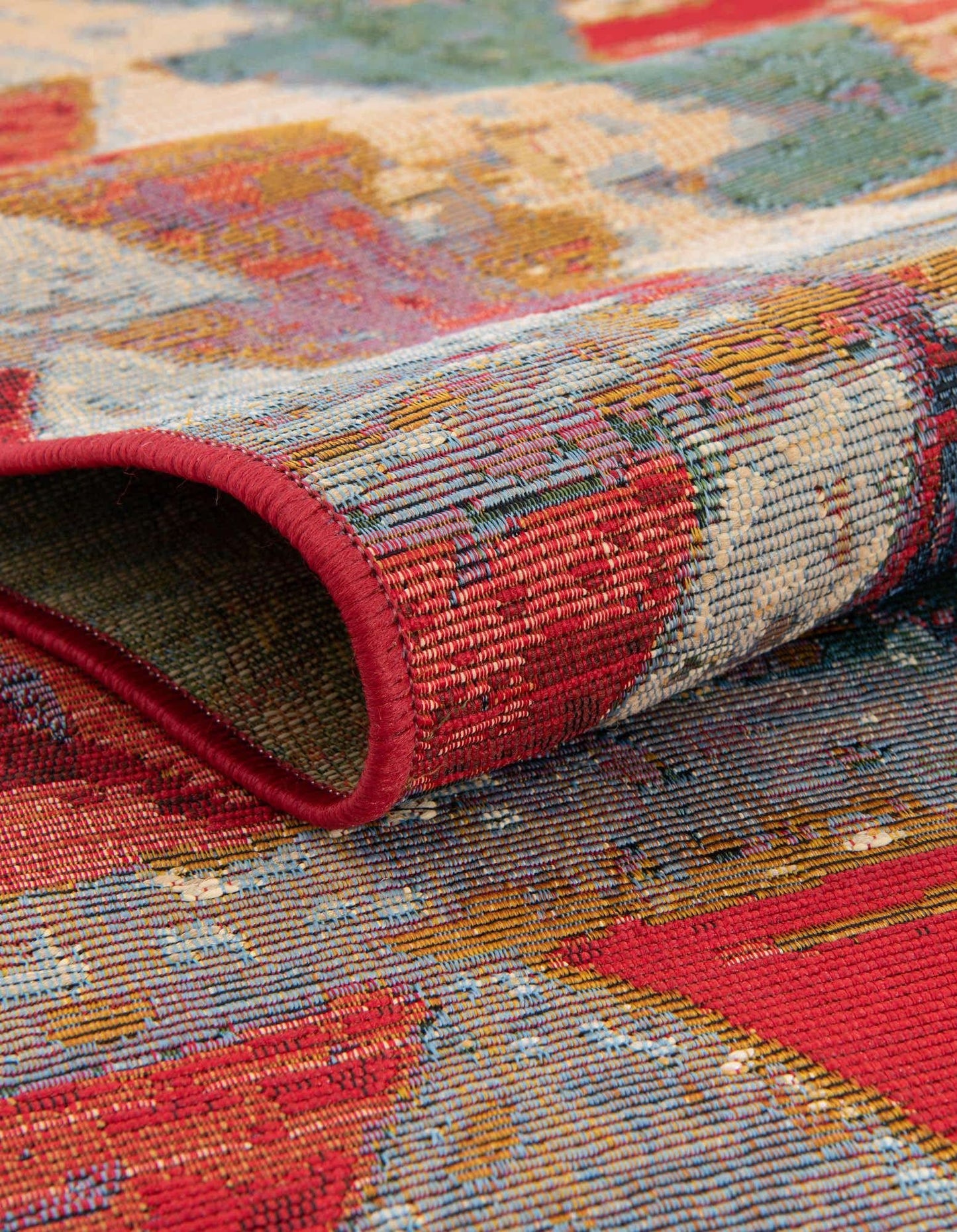 Unique Loom Outdoor Modern Collection Area Rug - Tamarindo (2' 7" x 10' Runner, Multi/ Burgundy)