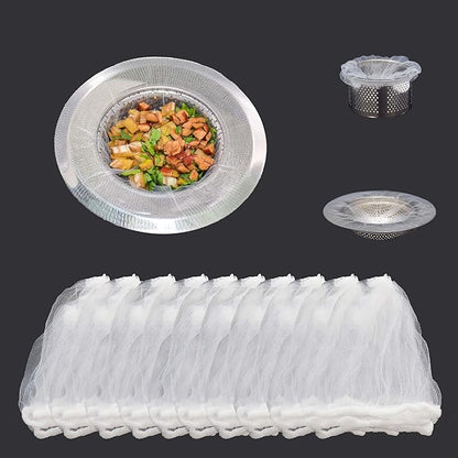 200 PCS Disposable Kitchen Sink Strainer Mesh Bags, Anti Clogging Elastic