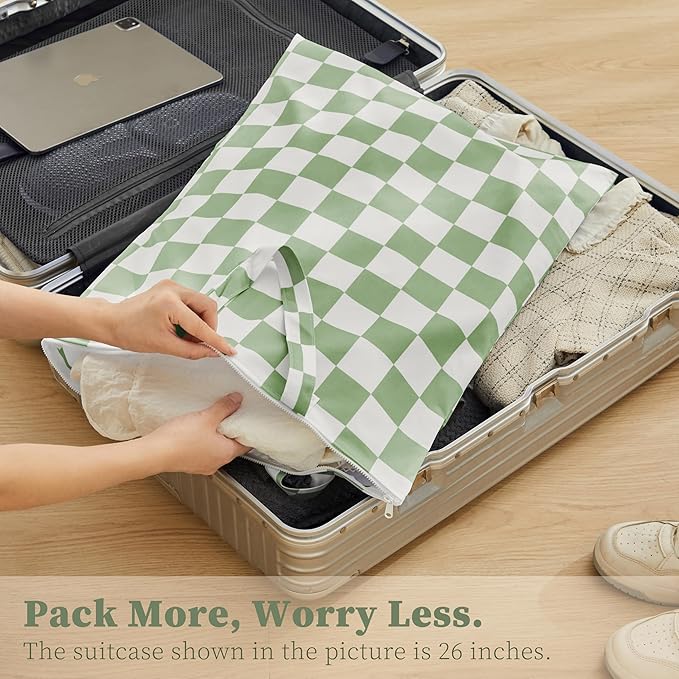 Checkered 2 Pcs Large Travel Laundry Bags