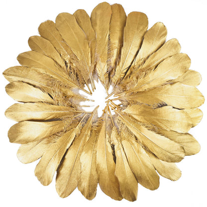 FeelfunFeather 120pcs Gold Goose Feathers 6-8 Inch 15-20cm Decorative Natural Goose Nagoire Feather Bulk for DIY Crafts Cosplay Wedding Party Christmas Halloween Home Decoration