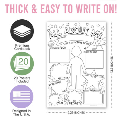 Hadley Designs All About Me Posters for Classroom Must Haves - 20 Star Student Poster, 100 Days of School Items, Star of The Week Poster Elementary Classroom Decor, End of School Year Teacher Supplies