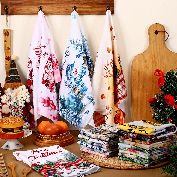 12 Pcs Seasonal Kitchen Towels Set