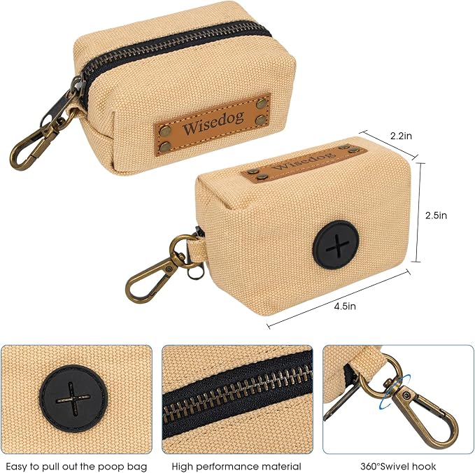 Wisedog Waterproof Dog Collar and Leash Set, XS, Sand Color | Adjustable Puppy Collar, Cute Tag, 4FT Dog Leash, Includes Poop Bag, For Small Medium Large Dogs