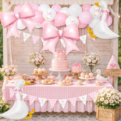 Kriyokiaa One Silly Goose Birthday Decor Girl 39PCS Silly Goose Baby Shower Decorations with Goose Bow Foil Balloons and Geese Banner for Girl Pink Baby Shower 1st Birthday Party Decorations