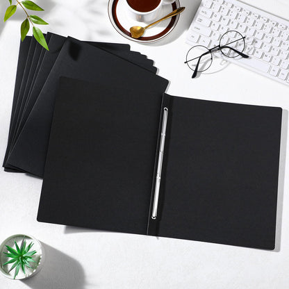Dunzoom 50 Pcs 8.5'' x 11'' Pressboard Report Cover, 3'' Capacity Metal Prong Fastener with Compressor, Letter Size, Presentation Folder to Neatly Bind Report, Proposal Document (Black)
