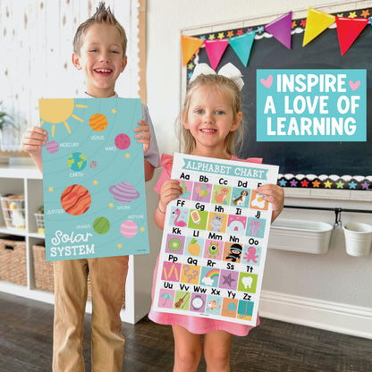 Hadley Designs 16 Educational Posters for Classroom Must Haves - Laminated Pre-K Posters for Toddler Homeschool Essentials, Toddler & Preschool Learning Activities, Kindergarten Classroom Decor