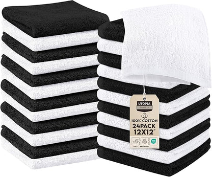 Utopia Towels 24 Pack Cotton Washcloths Set, 100% Ring Spun Cotton, Highly