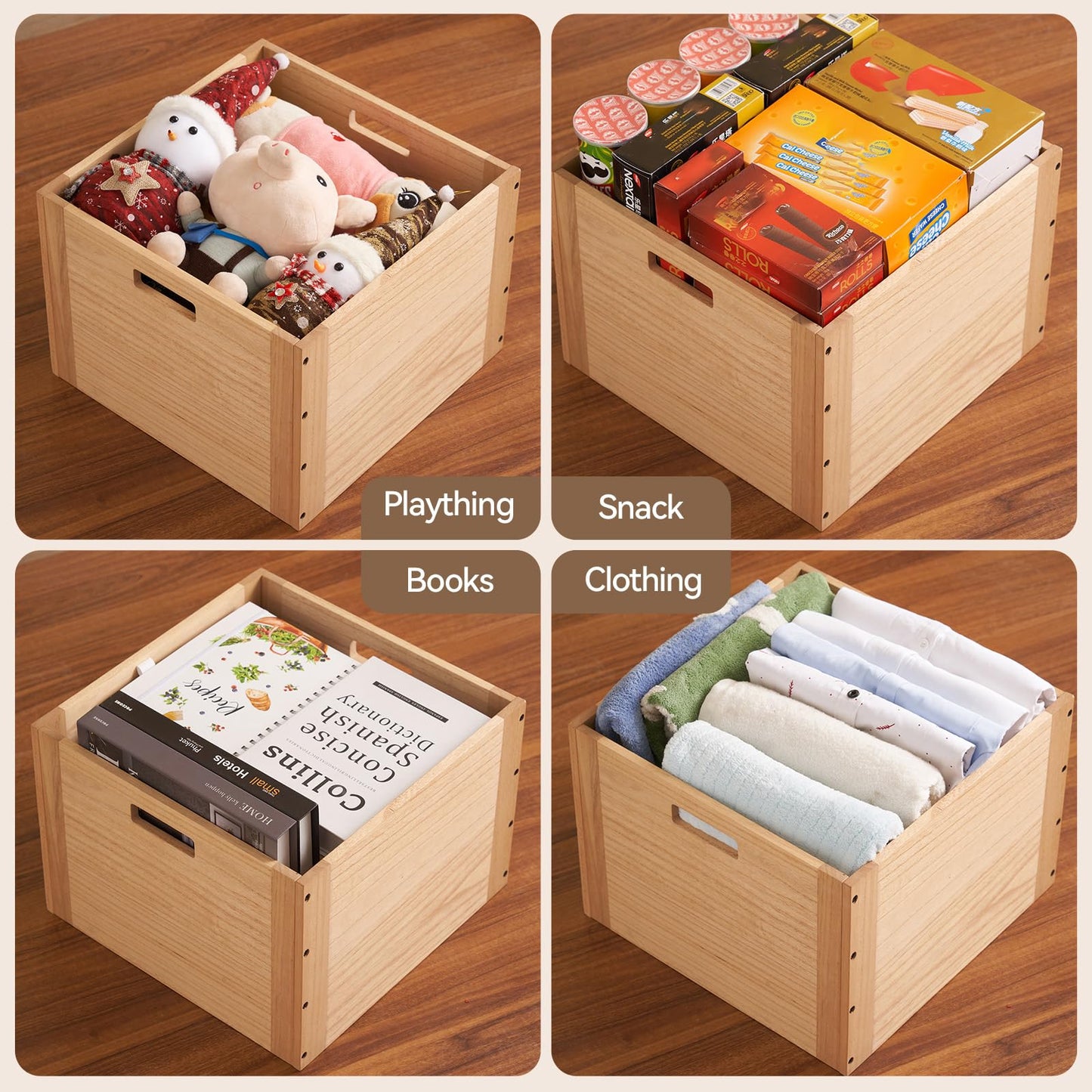 KIRIGEN Stackable Wood Storage Cube, Modular Open Cubby Bin with Handles for Books, Clothes, Closet, Bedroom, Pantry, and Home Office, Assembly Required, 14.17 x 14.17 x 10.31 Inch, F26-NA