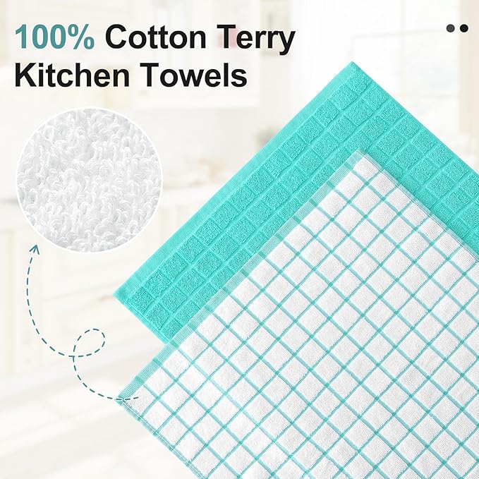 Homaxy Premium Cotton Kitchen Towels 16"x 28", Large Natural Ring Spun 390 GSM