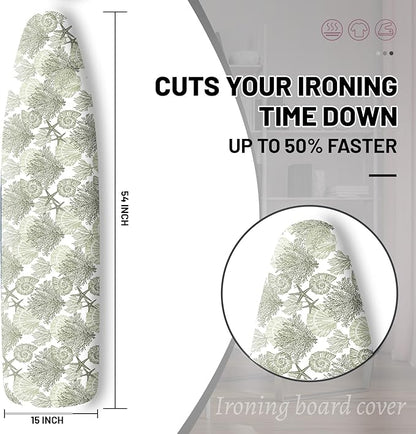 Extra Thick Ironing Board Cover and Pad, Coastal Summer Beach Coral Starfish