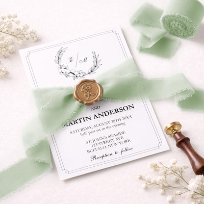 DORIS HOME Sage Green Chiffon Ribbon for Flower Bouquet, 1" x21Yd Fabric Ribbon for Gift Wrapping, Handmade Frayed Ribbon for Wedding Invitations/Christmas Decorations