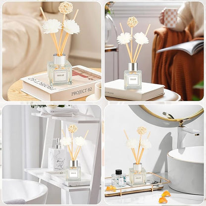 Reed Diffuser Set, 1.7 fl oz Scent Diffuser with Sticks, Osmanthus Scent for Bathroom Accessories Shelf Decor, Air Fresheners for Home, Home Fragrance Products, House Office Room Decor Aesthetic Gift