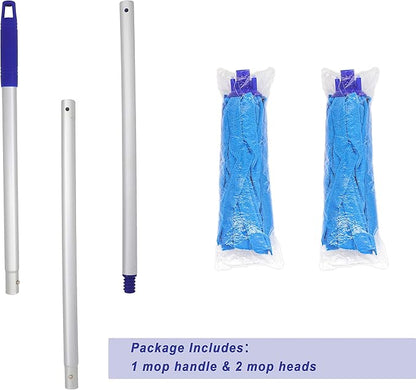 Mop, One Pole with Two Blue Microfiber Cloth Heads