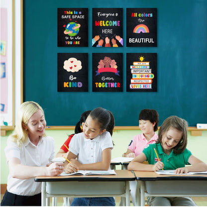 KDMAZH Kindness Diversity Posters - 6 Diversity Decorations for Elementary Classroom Decor, 8x10Inch, Unframed