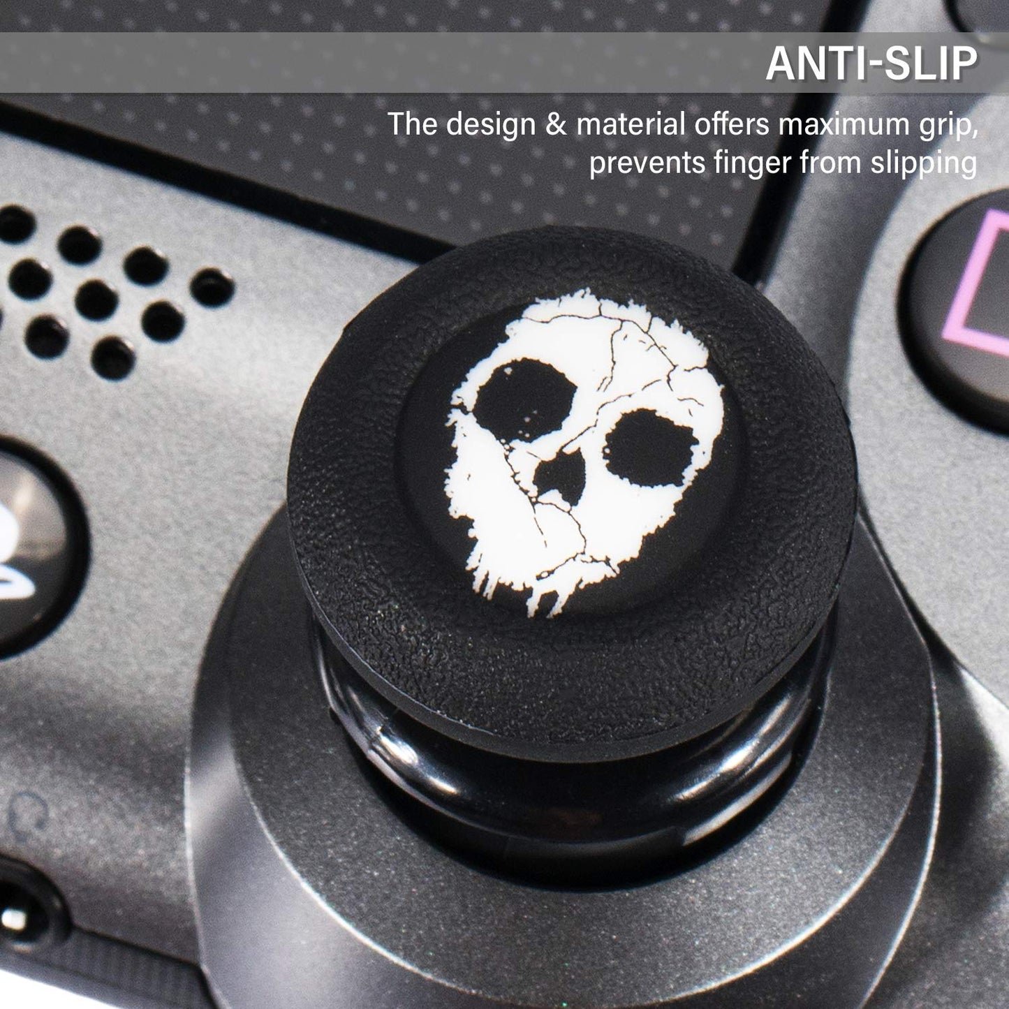 Playrealm FPS Thumbstick Extender & Printing Rubber Silicone Grip Cover 2 Sets for PS5 Dualsenese & PS4 Controller (Ghost)