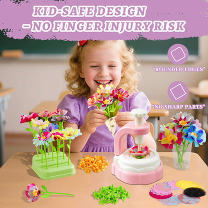 SANGQAOFU Fabric Flower Bouquets Kit DIY Arts and Crafts Kits for Kids Age 3-12 Christmas Birthday Gifts for 3 4 5 6 7 8+ Year Old Toddler Girls Toys