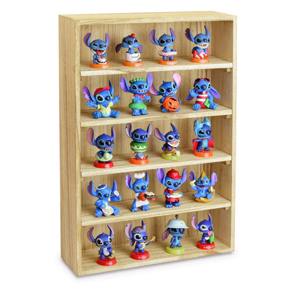 Ikee Design Wooden Wall-Mounted Display Shelves Rack for Collectibles-Figures,Shot Glasses, Spice Can,Cosmetics or Perfume-5 Adjustable Height Shelves,Space-Saving,Oak Color