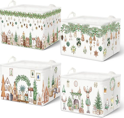 4 Pack Christmas Storage Bin Collapsible Large Christmas Storage Baskets