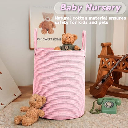 Large Woven Laundry Basket Hamper, 100L Cotton Rope Storage Bin