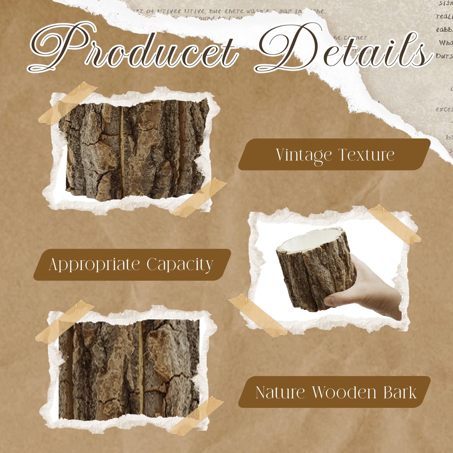 6 Pcs 4.72in Wooden Vases for Centerpieces, Wedding Flower Table Wood Vase Rustic Tree Stump Planter Pots for Woodland Party Window Home Farmhouse Table Decor (6 Pcs 4.72in)