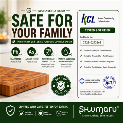 SHUMARU End-Grain Mahogany Cutting Board, 17×13×1.6" Thick Butcher Block with Juice Groove, Knife-Friendly Wood Chopping Block, Non-Slip Rubber Feet, Hand Grips, Heavy-Duty Prep & Serving Board