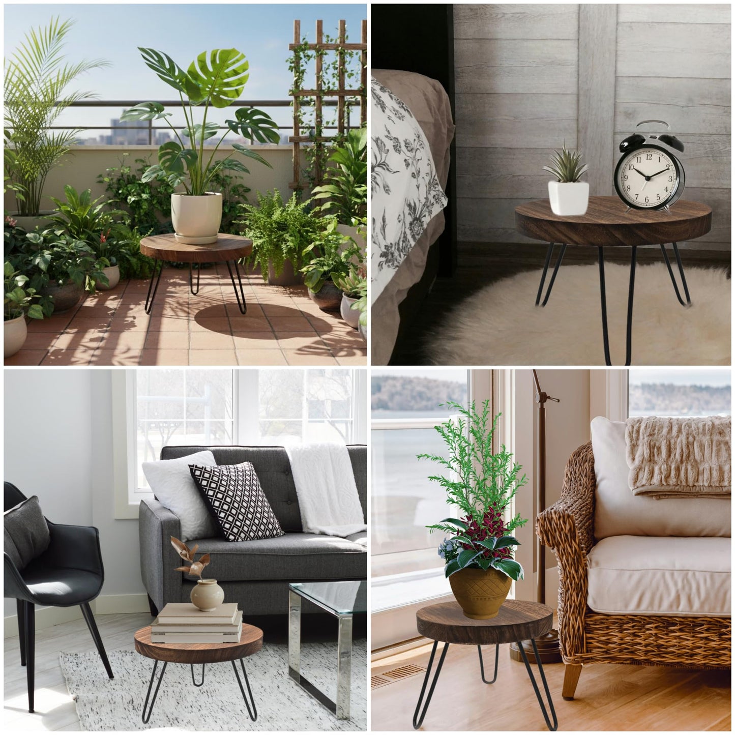 FESTLOVE Wood Plant Stand Indoor Outdoor, 12'' Wooden Planter Stands Fit 5-15 Inch Pot, Plant Stool Flower Pot Stand Gardening Display Pedestals for Decor Living Room Balcony, Office, Patio
