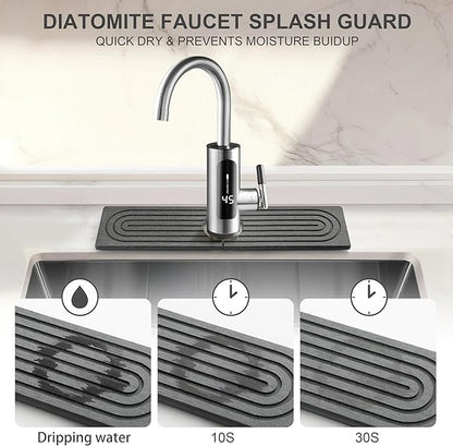 Faucet Mat for Kitchen Sink, Diatomite Fast Drying Stone Sink Tray, Super
