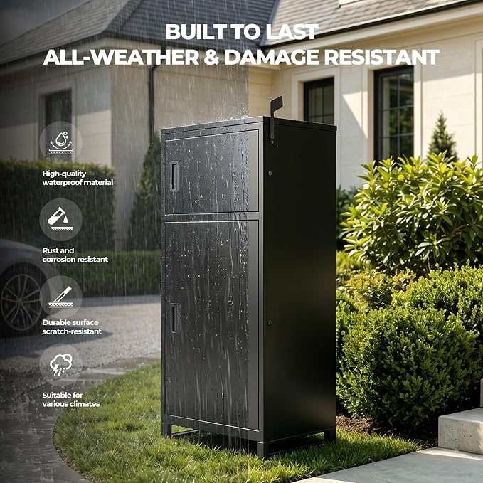 Package Delivery Boxes for Outside – Large Outdoor Parcel Drop Box with Lock, Waterproof & Anti-Theft, Steel Mailbox for Porch, Home, Patio or Front Door (No Assembly Required)