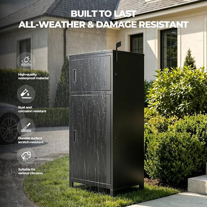 Package Delivery Boxes for Outside – Large Outdoor Parcel Drop Box with Lock, Waterproof & Anti-Theft, Steel Mailbox for Porch, Home, Patio or Front Door (No Assembly Required)