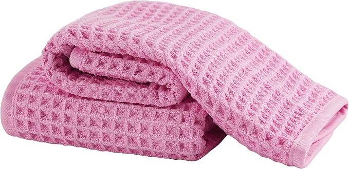 Microfiber Waffle Face Towels, 2 Pieces, Fast Drying, Lint Free 430 GSM