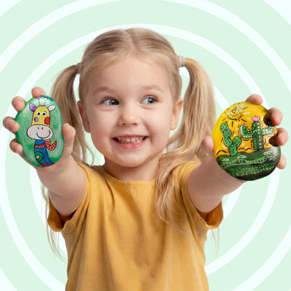 Rock Painting Kit for Kids, Arts and Crafts for Girls & Boys Ages 6-12, DIY Supplies for Painting Rocks, Easter Craft Kits Art Set, Toddler Birthday Christmas Presents, Family Indoor Activity