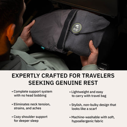 trtl Pillow - Scientifically Proven Super Soft Neck Support Travel Pillow - Machine Washable - Grey