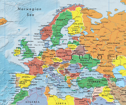 Swiftmaps World Premier Wall Map Poster Mural 24h x 36w Paper Rolled