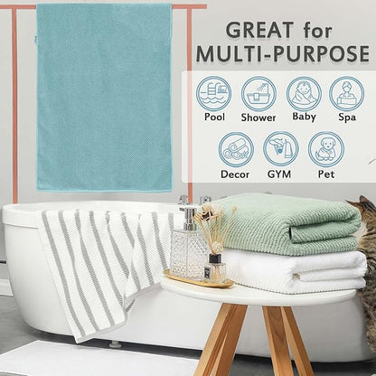 Grey and White Bath Towels