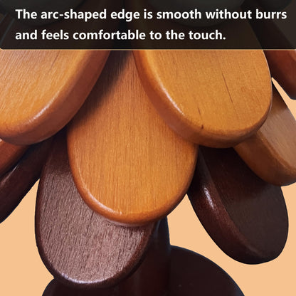 Wooden Trivets for Hot Dishes, Tree Shape Trivet Set, 4 Natural Solid Wood + 1 Stand stored Like a Christmas Tree,Foldable Kitchen Wooden Trivet for Pot Bowl Teapot Hot Pot Holder (Wood)