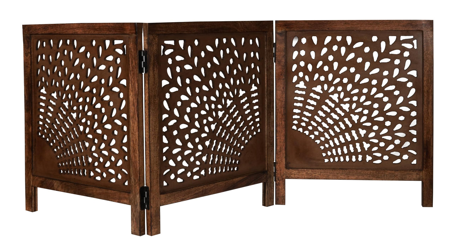 Dog Gate, Wooden, Free Standing, Pet, for the House, Decorative, Gates, Doorways, Foldable, 3 Panels, Fence, Extra Wide, 24" Heightx3Panels, Natural