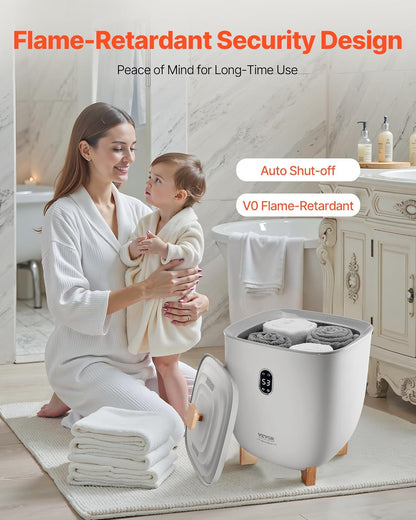 VEVOR Towel Warmers for Bathroom, Towel Warmer Bucket Auto Shut Off for Spa Fits up to 3 Oversized Towels, Blankets, Clothes, Bathrobes, PJ's and More