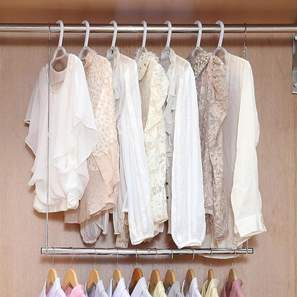 Hanging Closet Rod, 17-29In Adjustable Width and Up to 37In Height Adjustable